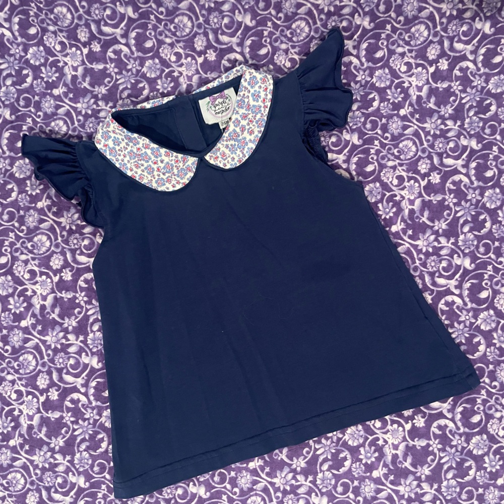 Purple Pearl Smocks Nacy Dress With Floral Collar